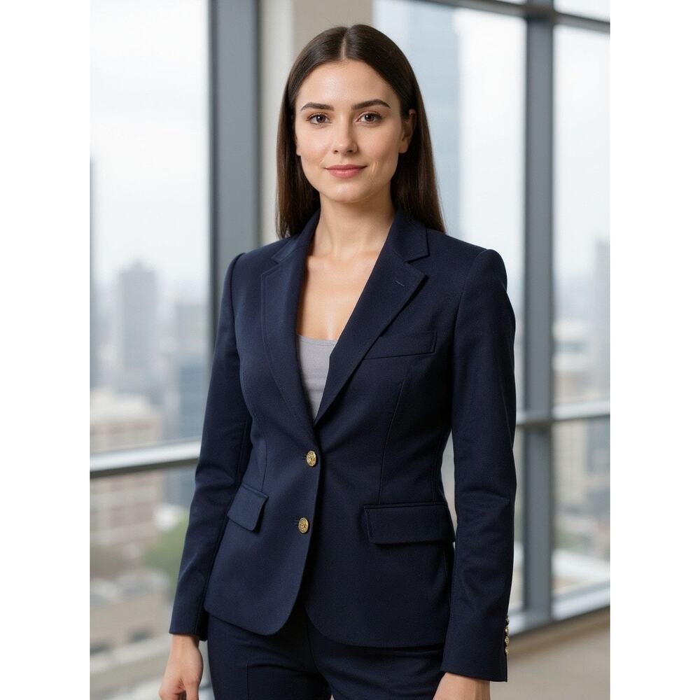Banana Republic Classic Navy Blazer Women’s Size 0 | Gold Button Two-Button